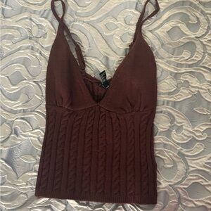 Women's Brown Knit Tank Top